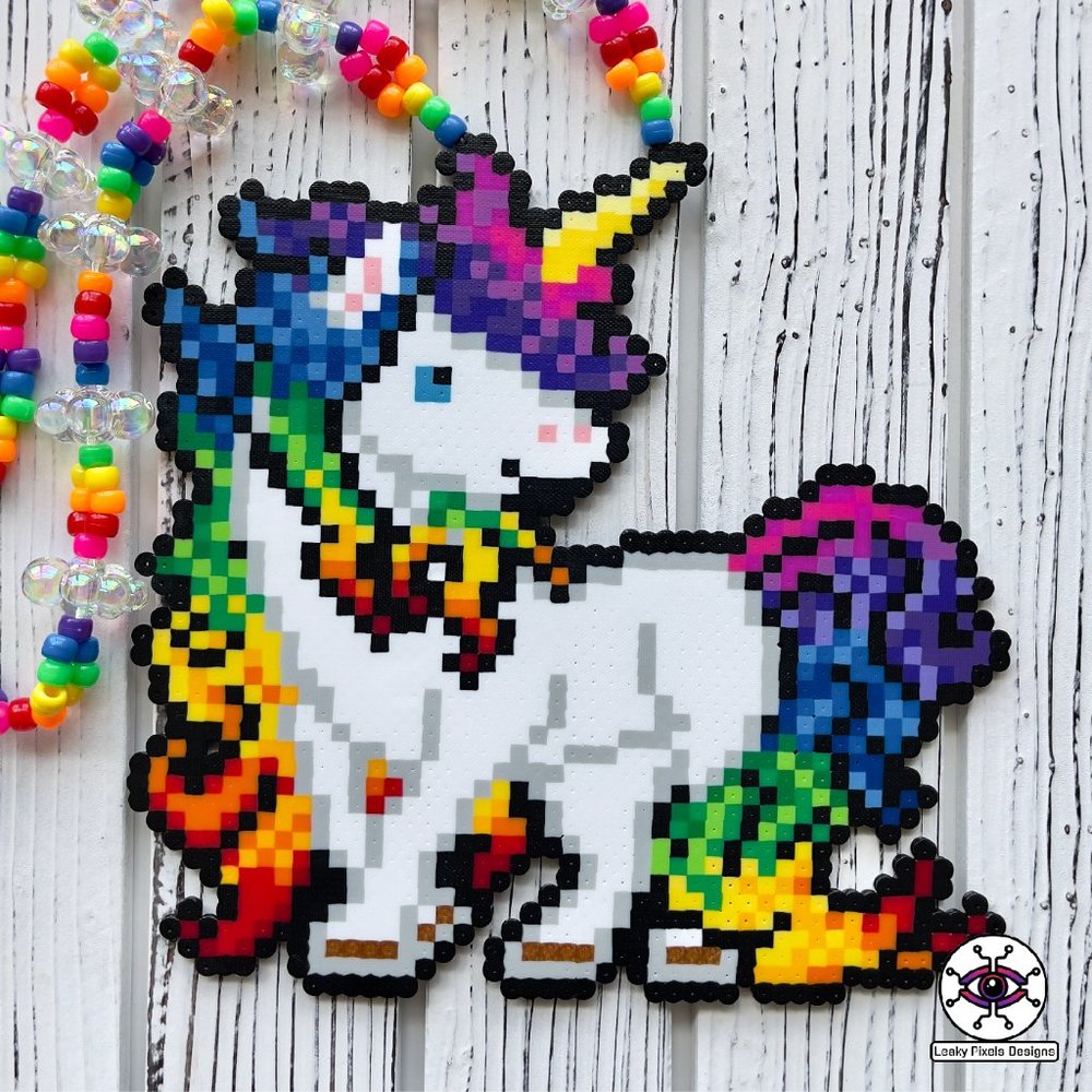 Rainbow Unicorn Perler Necklace